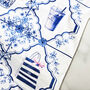 Personalised Blue And White Tile Print Scarf, thumbnail 7 of 7