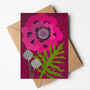 Watermelon Poppy Flower Greeting Card, Illustrated, Deep Pink, Sustainable Textured All Occasion Card, Blank Inside, thumbnail 1 of 2
