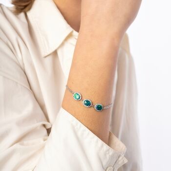Sterling Silver Blue Green Opal Halo Bracelet, 5 of 5