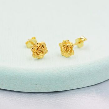 Petite Sterling Silver Rose Stud Earrings, 2 of 12