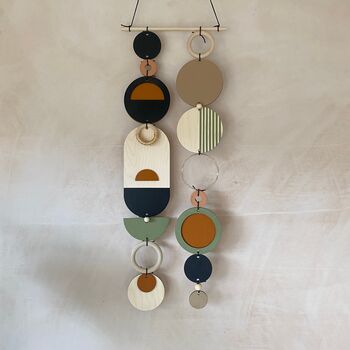 Vertical Wall Art Mid Century Modern Decor Geometric Wall Hanging, 3 of 9