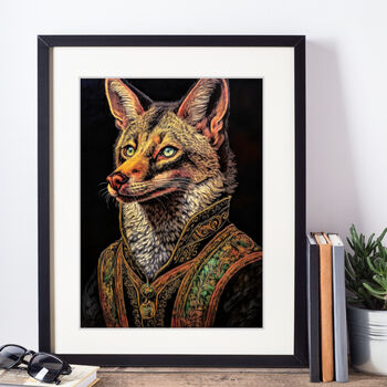 Fox In Period Costume Portrait Art Print, 2 of 2