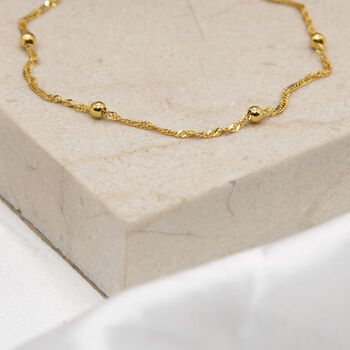 9ct Yellow Gold Twisted Curb And Ball Chain Bracelet, 3 of 7