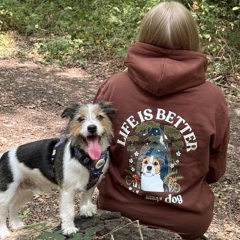 Personalised Forest Life Is Better Dog Lover Hoody, 2 of 12
