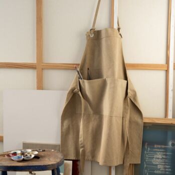 Unisex Khaki Work Apron With Pockets, 2 of 3