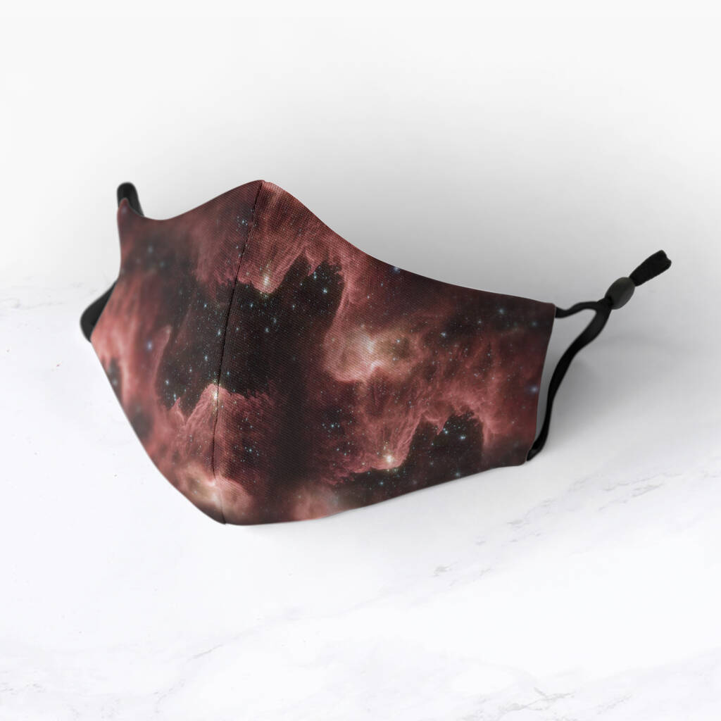 Red Space Nebula Washable Antimicrobial Face Mask, 1 of 2