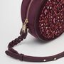 Magical Mushroom Embroidered Burgundy Velvet Circle Bag, thumbnail 4 of 7