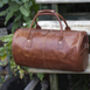 Personalised Barrel Style Leather Holdall Unisex, thumbnail 1 of 10