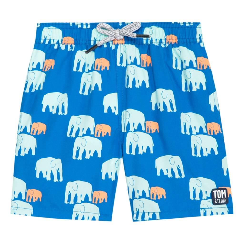 Father And Son Matching Blue Elephants Swim Shorts By Tom and Teddy