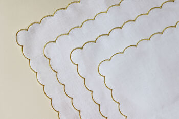 Set Of Four Scallop Edge Placemat Napkins, 4 of 4