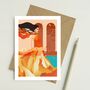 Woman In Orange Blank Greetings Card, thumbnail 1 of 3