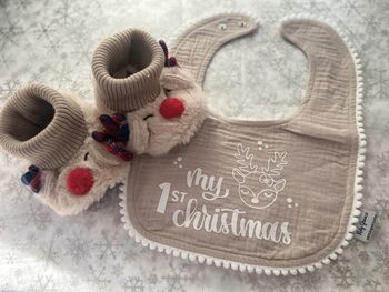 'My First Christmas' Bib And Booties Gift Set, 6 of 7