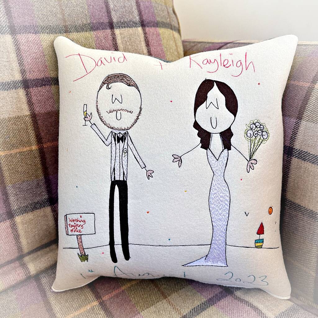 Personalised Embroidered Wedding Gift Cushion, 1 of 12