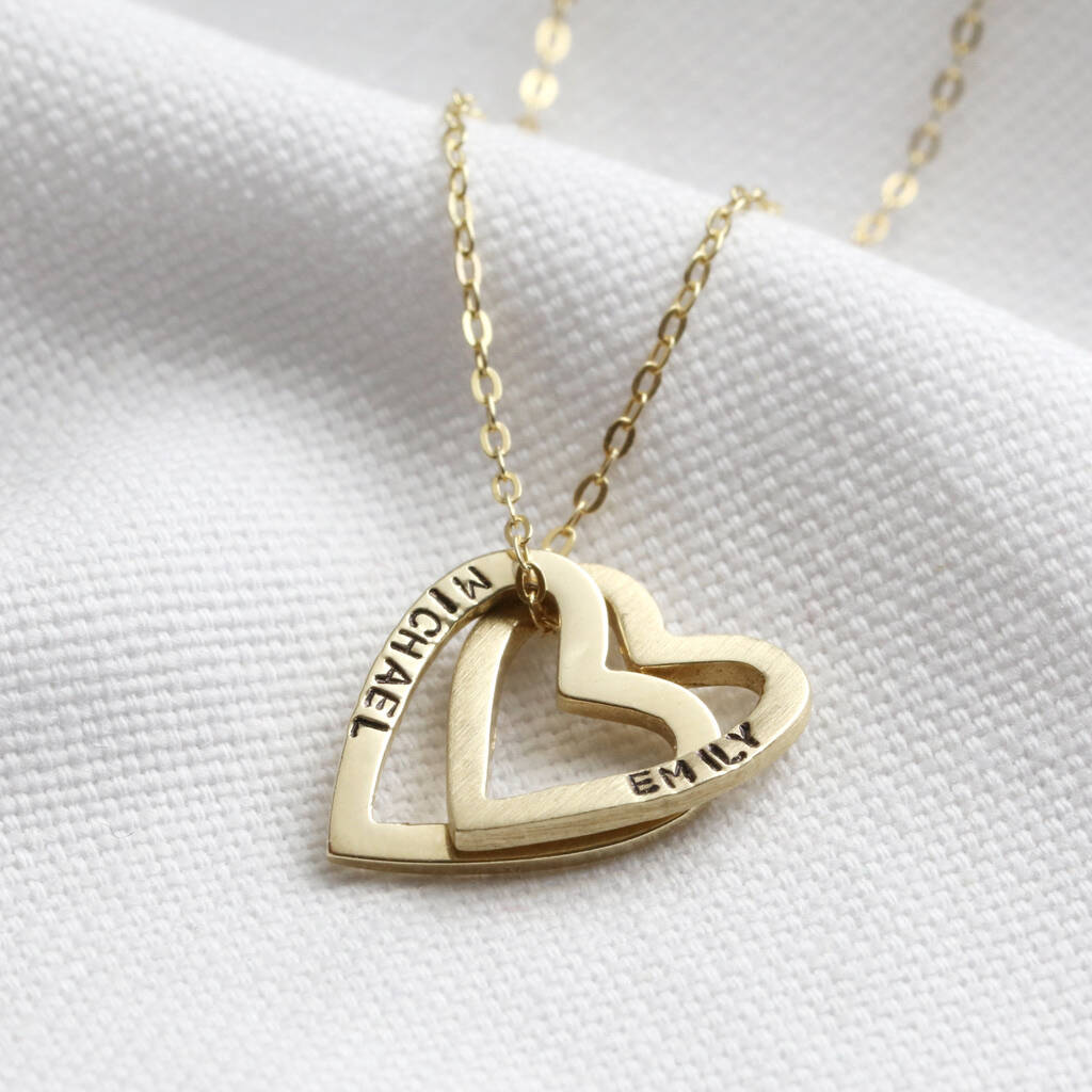Personalised Solid Gold Interlocking Hearts Necklace By Lisa Angel ...