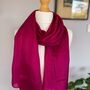 100% Mulberry Silk Scarf, Magenta, Fuchsia, thumbnail 7 of 9