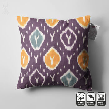 Traditional Purple Ikat Cushion Cover, 4 of 6