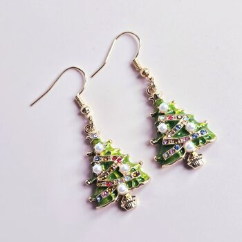 Sparkling Christmas Tree Drop Earrings, 2 of 4