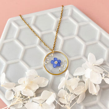 Forget Me Not Gold Round Necklace, 5 of 6