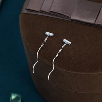 Tiny Bar Threader Earrings In Sterling Silver, 3 of 10