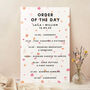 Bright Pink Confetti Wedding Order Of The Day Sign, thumbnail 1 of 3