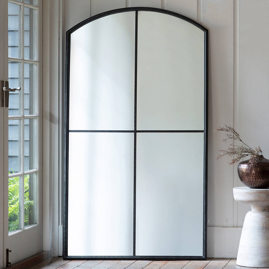 Oversized Black Metal Window Mirror By Primrose & Plum