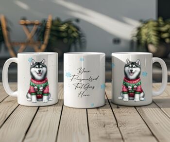 Personalised Husky In Christmas Jumper Mug, 2 of 2