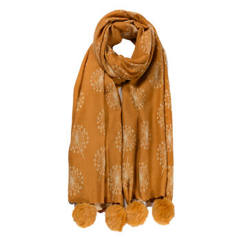 Cashmere Dandelion Scarf With Pom Poms, 3 of 4