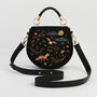 Fox And Owl Embroidered Black Top Handle Saddle Bag, thumbnail 4 of 8