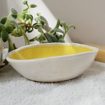 Handmade Yellow Speckled Oval Ceramic Soap Dish, 3 of 11