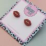 Red Lips Glitter Resin Stud Earrings, thumbnail 4 of 4