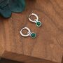 Sterling Silver Dangling Green Onyx Hoop Earrings, thumbnail 7 of 11