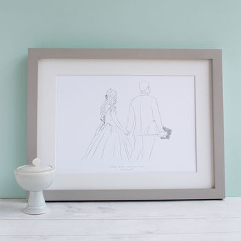 Personalised Wedding Day Line Drawing Portrait Print, 5 of 12