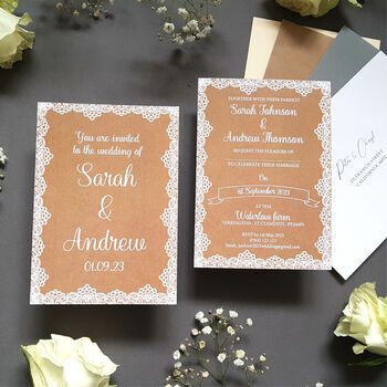 Lace Wedding Invitations Sample, 4 of 8