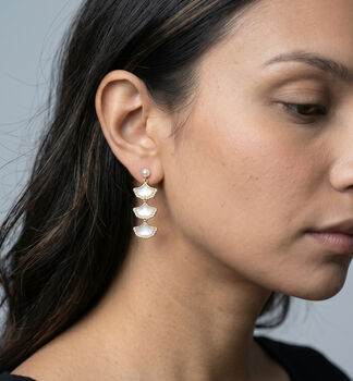 Gingko 18 K Gold Plated Shell Earrings, 2 of 5