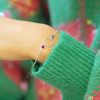 Mother And Two Children Circle Birthstone Bracelet, 9 of 10