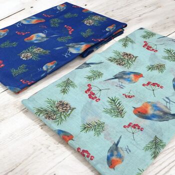 Festive Robin And Berry Print Scarf, 3 of 7