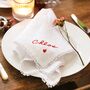 Personalised Name Embroidered White Linen Napkin, thumbnail 1 of 4