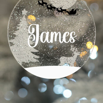 Personalised Name Glitter Acrylic Christmas Tree Decoration Bauble, 2 of 9