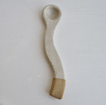 Handmade Oatmeal Wavy Pottery Serving Spoon, 5 of 7
