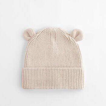 Organic Baby Bear Beanie Hat, 2 of 10