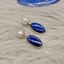 Lapis Lazuli And Pearl Sterling Silver Earrings, thumbnail 2 of 9