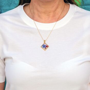 Square Pendant Necklace With Poppies And Gypsophila, 5 of 7