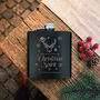 Personalised Christmas Stag Engraved Black Metal Hip Flask 6oz, thumbnail 6 of 6