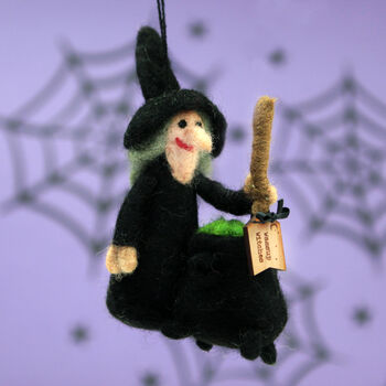 Personalised Felt Witch Christmas Tree Decoration, 2 of 5