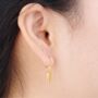 Teardrop Gold Hoop Earrings, Gold, thumbnail 2 of 7