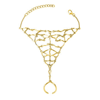 Designer Elements Hand Chain In 18ct Gold Vermeil, 2 of 5
