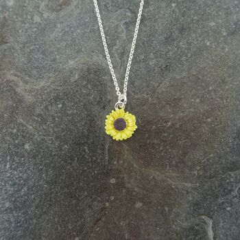 Sunflower Yellow Mini Pendant Necklace, 2 of 4