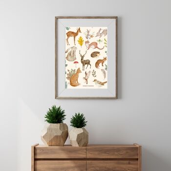 A4 Children's Print, Forest Friends Woodland Creatures, 4 of 5