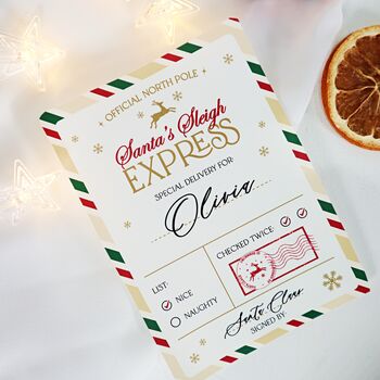 Personalised Santa Claus Shipping Postage Label North Pole Delivery Mail For Christmas Present Gift, 3 of 5