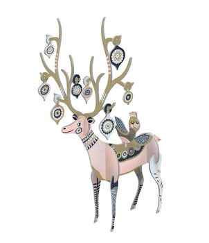 Pink Scandi Christmas Reindeer Decoration, 2 of 3